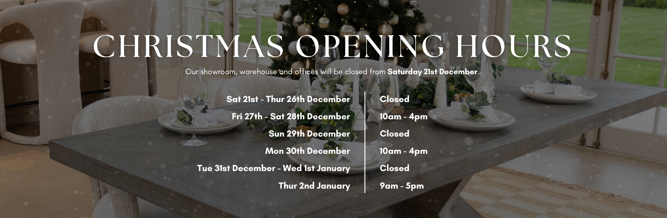 Christmas Opening Hours